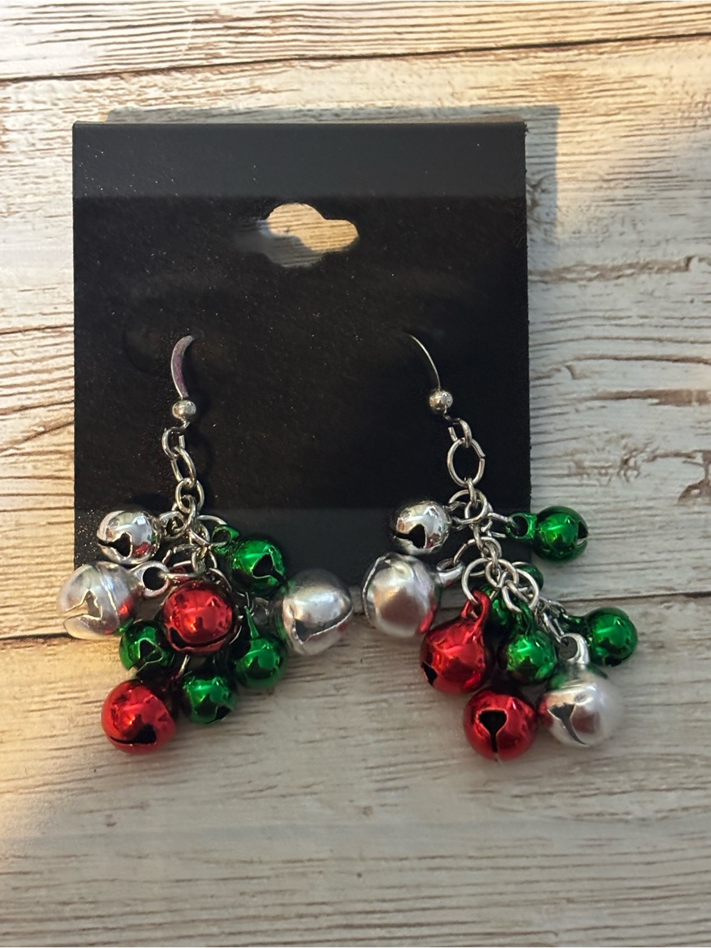 Holiday Red & Green Jingle Bell Cluster Earrings